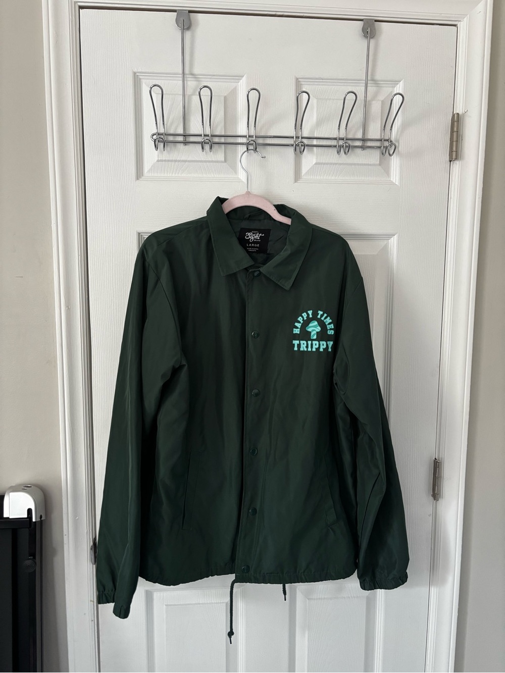 Eighty Eight Dark Green Men’s Raincoat with Mint Graphic